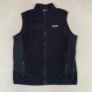 Vineyard Vines Full Zip Vest Mens L Fleece 100% Polyester Pockets Outdoors Black